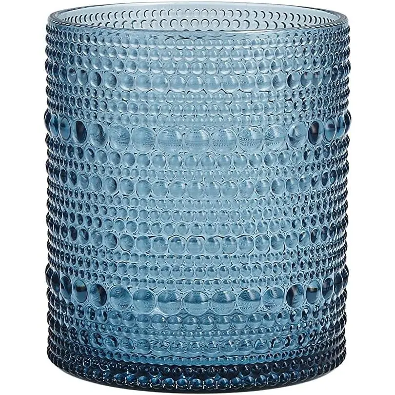 FORTESSA Orbetto 10.5 Ounce Double Old Fashioned Outdoor Hobnail Acrylic Drinkware, Set of 4, Break-Resistant, Cornflower Blue