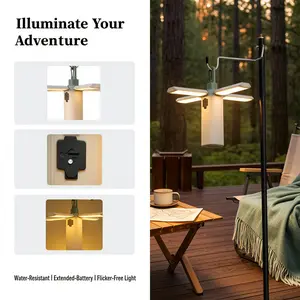 Outdoor Foldable Four-Leaf Camping Light – Long Battery Life, Multifunctional LED Ambient Light for Tents and Canopies