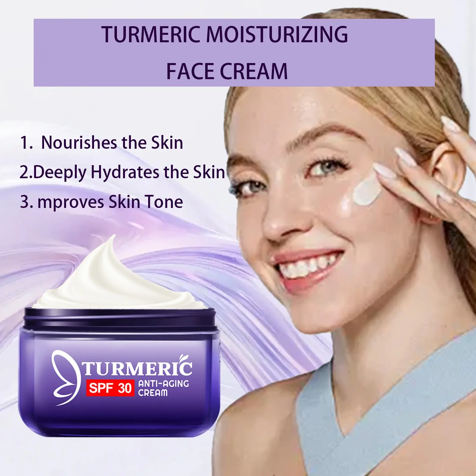 Turmeric and Vitamin C Moisturizer, Hyaluronic Acid and Aloe Vera, Deeply Hydrating, Brightening Day Night Cream, 60g