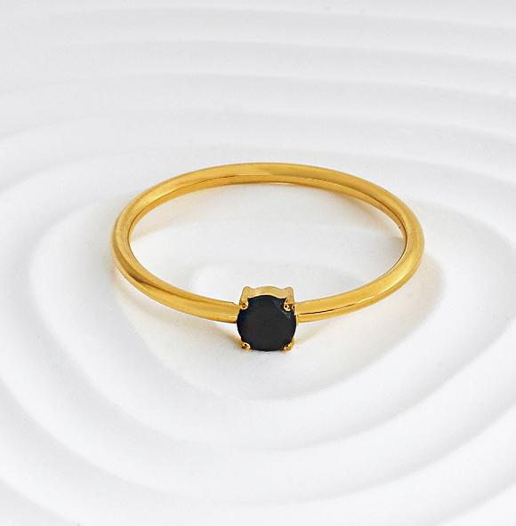 Birthstone Rings for Women Non Tarnish Golden Stackable Rings Dainty Round CZ Pinky Plain Band Ring Personalized Jewelry Gift for Birthday Size 6-9