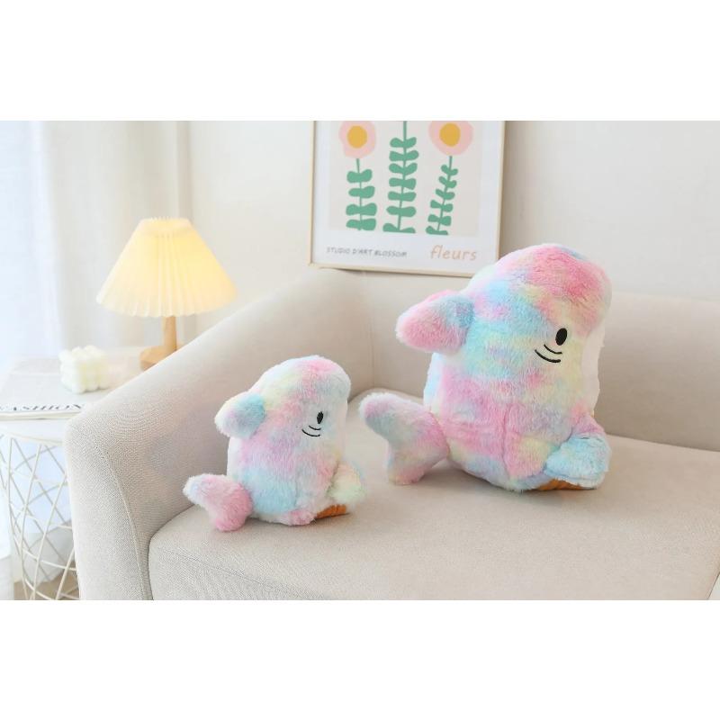 Kawaii Shark Cat Plush Toy Soft Stuffed Colorful Shark Cat Doll Kids Toys Birthday Christmas Gift for Boys Girls