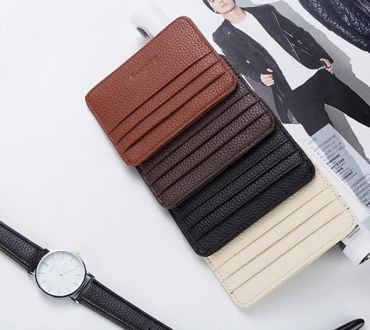 Double-sided PU Leather ID Card Holder Multi-color Bank Credit Card Case Multi-slot Ultra-thin Wallet Business Card Holder Men