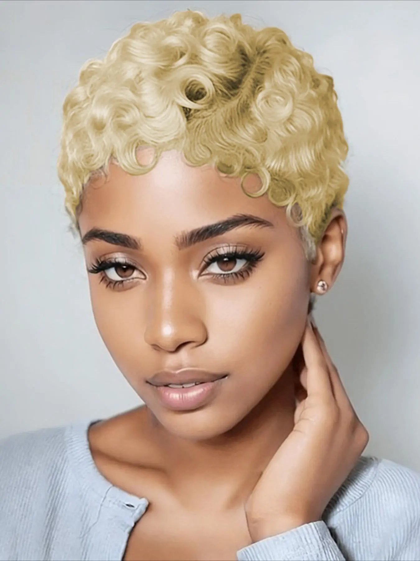 Pixie Cut Curly Wave Human Hair Wig for Women Color Wig 13x4 Transparent Lace Frontal Human Hair Wig 180% Density 6 Inch Curly Wigs Human Hair