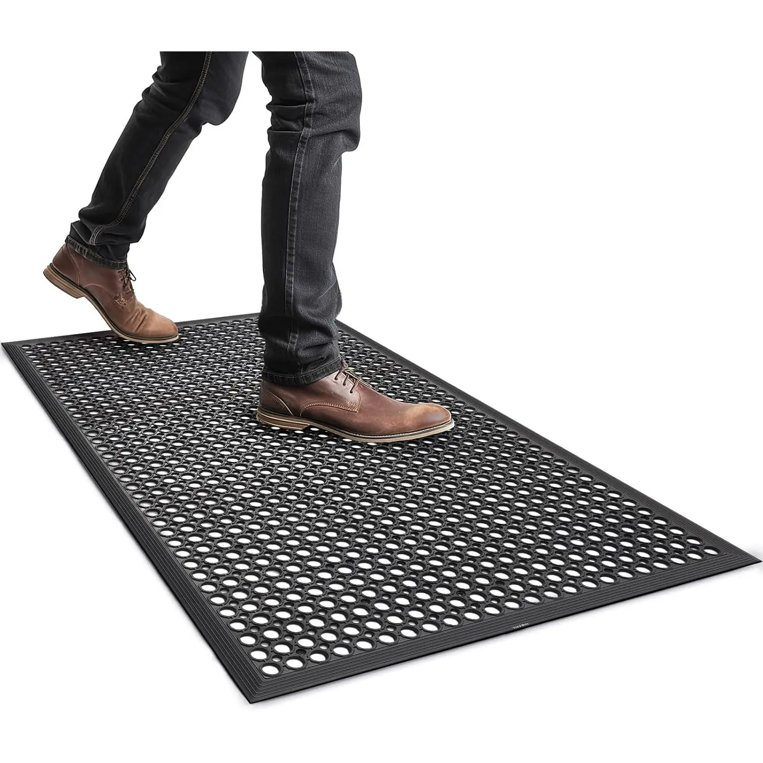 Rubber Floor Door mat Anti- Commercial Restaurant Floor Mats 36" x 60"  Heavy Duty Non Slip Rubber Kitchen Drainage Mat Black Bar Floor Mat