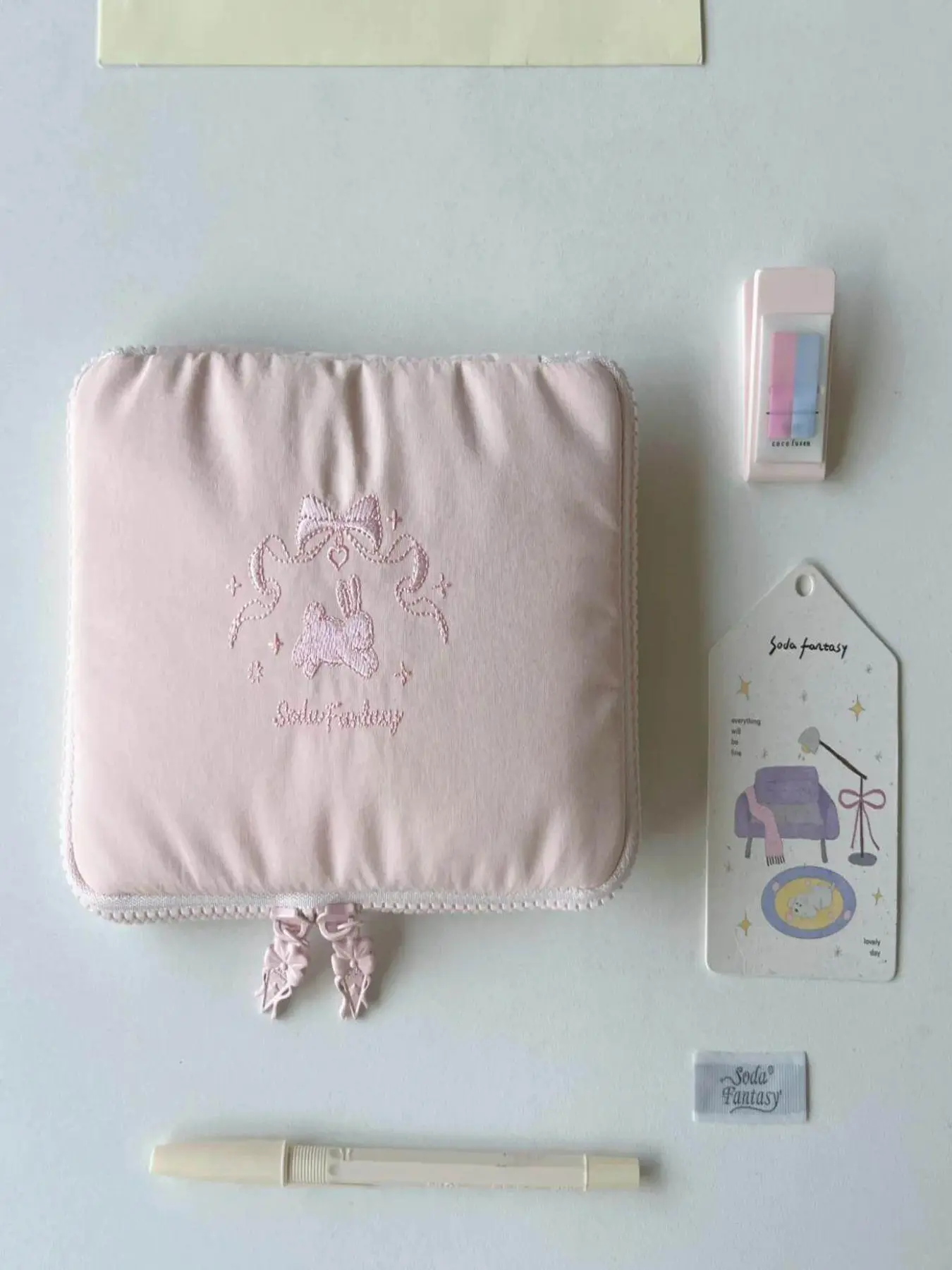 Ballet Bunny Embroidered Passport Case, Korean Style Cute Rabbit Organizer, Cash Pocket & Zipper Closure, Travel & Daily Use, Passport Holder