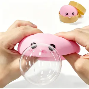 New Giant Blowing Bubbles Dumpling Squishies Toy, Mystery Squishy Stress Balls Fidget Sensory Toy,Squeeze Dough Ball Stress Relief Hand Toys with Food Steamer Stretchy Desk Toys (Pink)