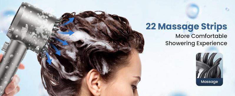 Filtered Shower Head with 5Filters, High Pressure 4  Mode  Showerhead with Filters,detachable shower head,Water Softener Filters Beads for Hard Water -Remove Chlorine