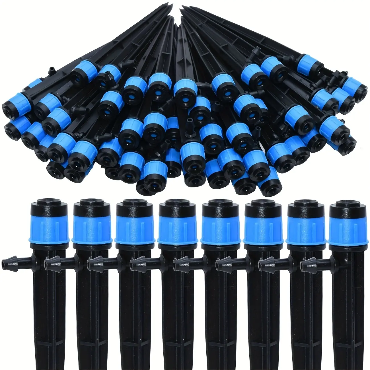 Durable 13*24 cm Drip Irrigation Ground Plug Fountain Nozzle - Adjustable 360-Degree Irrigation, 0-80 L/h Flow, 0-0.5 M Range, 4mm Inner Diameter Hose Compatible, 55g Bulk Pack (20/50/100 Pieces/Pack) for Fruit Tree Nursery & Potted Plant Watering