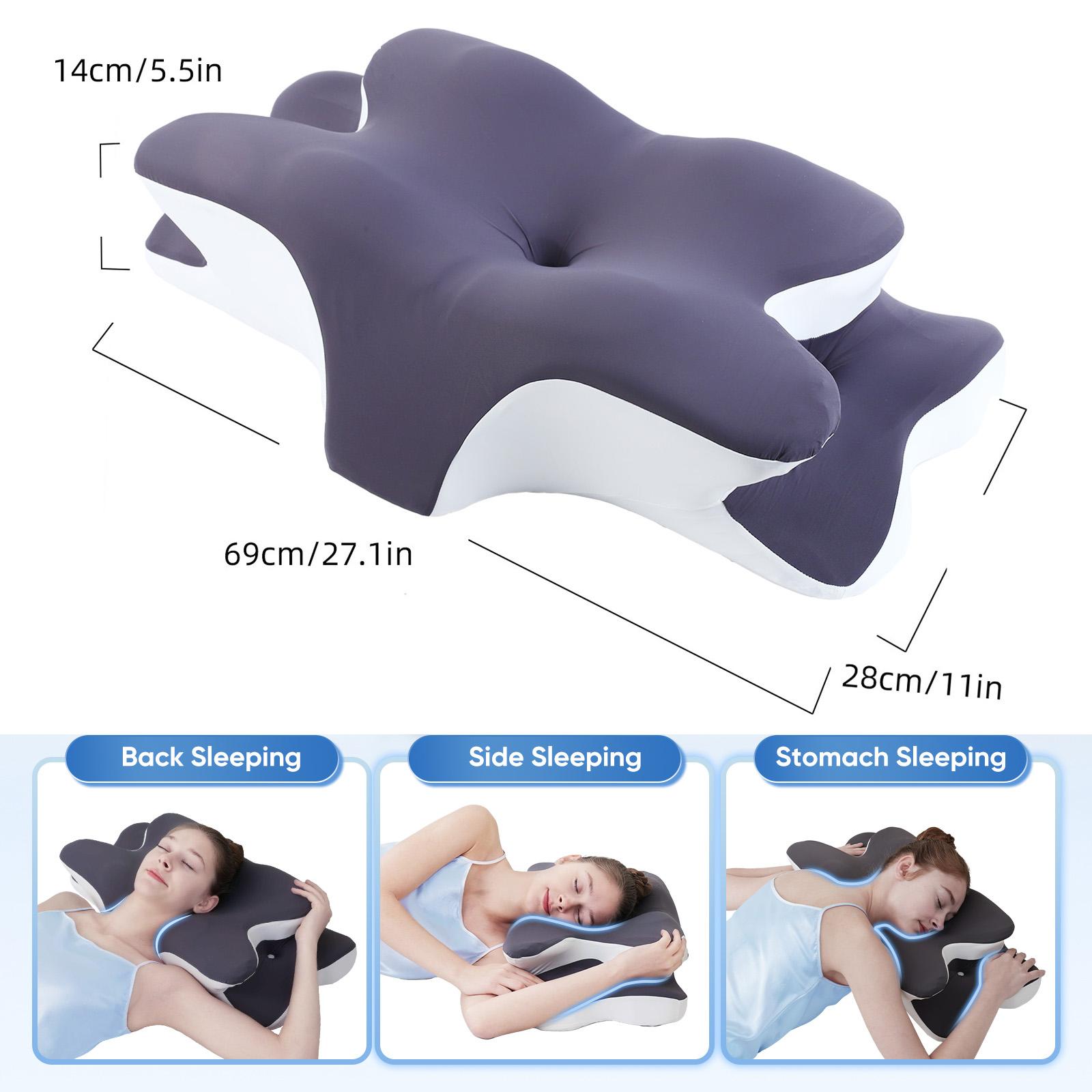 Supportive Memory Foam Cooling Neck Pillow, Zoned Contour Pillow for Side, Back and Stomach Sleepers, Washable Breathable Queen-Size Pillowcase