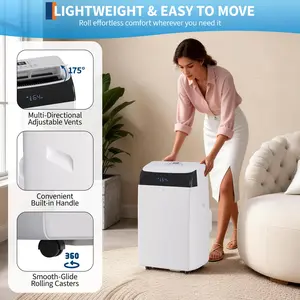 【Garvee】Garvee Powerful & Quiet Cooling – 14,000 BTU Inverter Portable Air Conditioner with Dual Hose, Heat Pump, 3-in-1 Cooling, Heating & Dehumidifier – Cools Rooms up to 700 Sq Ft – Energy Efficient, Remote Control, White