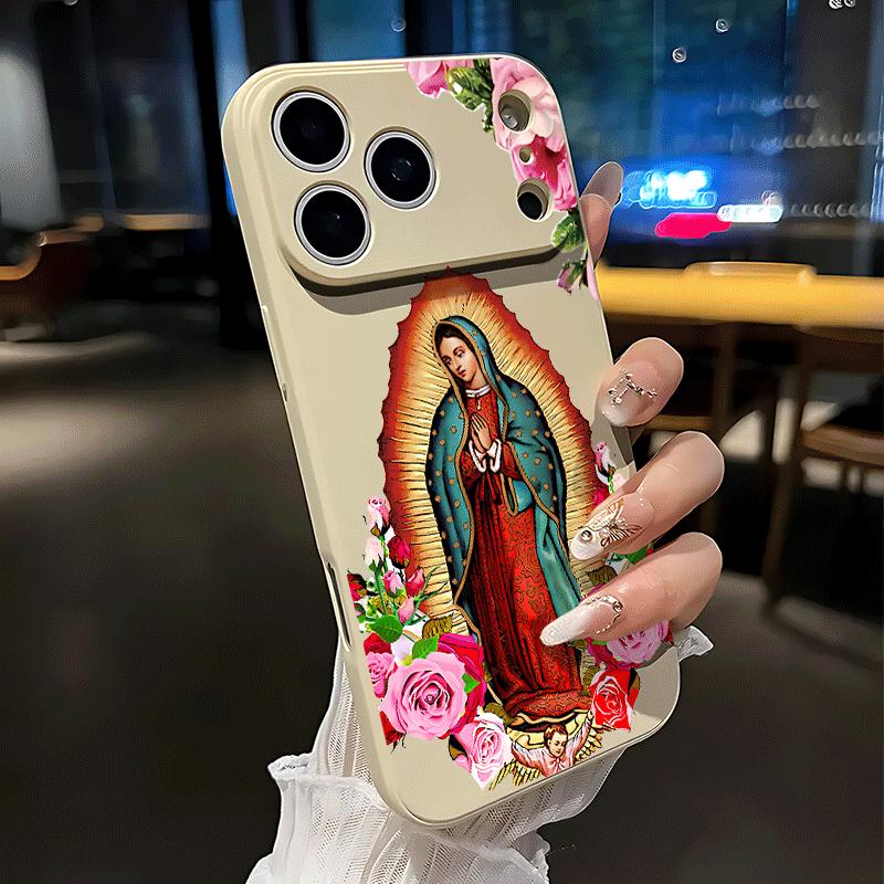 Virgin Mary flower Soft&Flexible TPU Silicone Phone Case For iPhone 17 Pro Max AIR 16 15 14 13mini 12 11 Plus XR XSMAX Cases For Samsung Galaxy S26 Ultra S25 Edge S24 S23 S22 Plus  Durable|Shockproof|Full Camera Protection