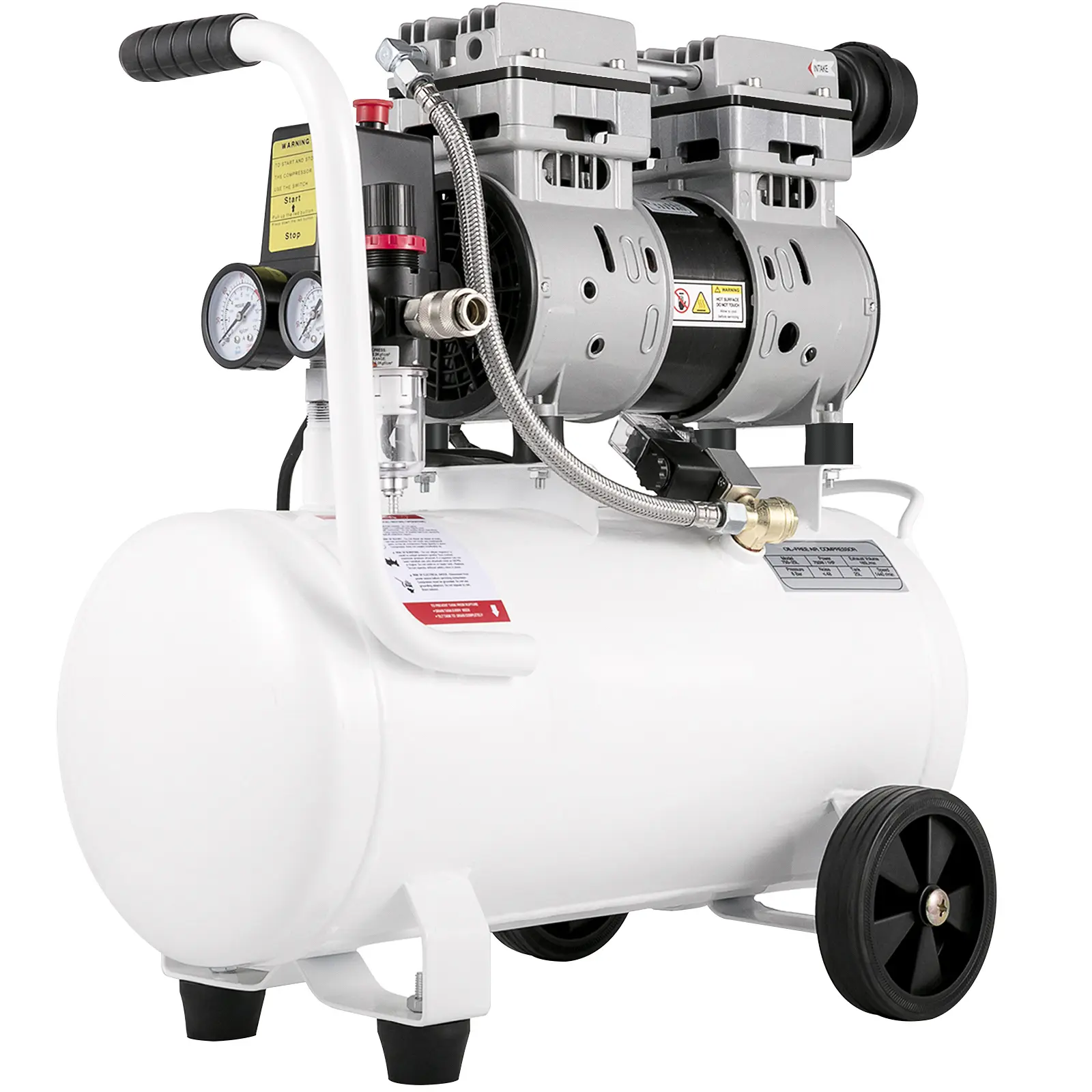 Air Compressor 6.6 Gallon, 110V 60Hz Voltage, 1HP/750W Power, Steel Construction, For Home Repair