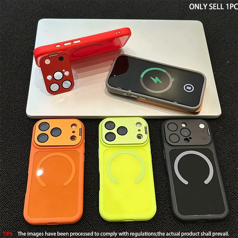 Magnetic camera lens metal bracket shock-absorbing Shockproof Anti Drop durable phone case casing suitable for iPhone 17 17Air 16 15 14Plus 13 12 11 Pro Max compatible with smartphones, Magsafe supports wireless charging, grip protective cover