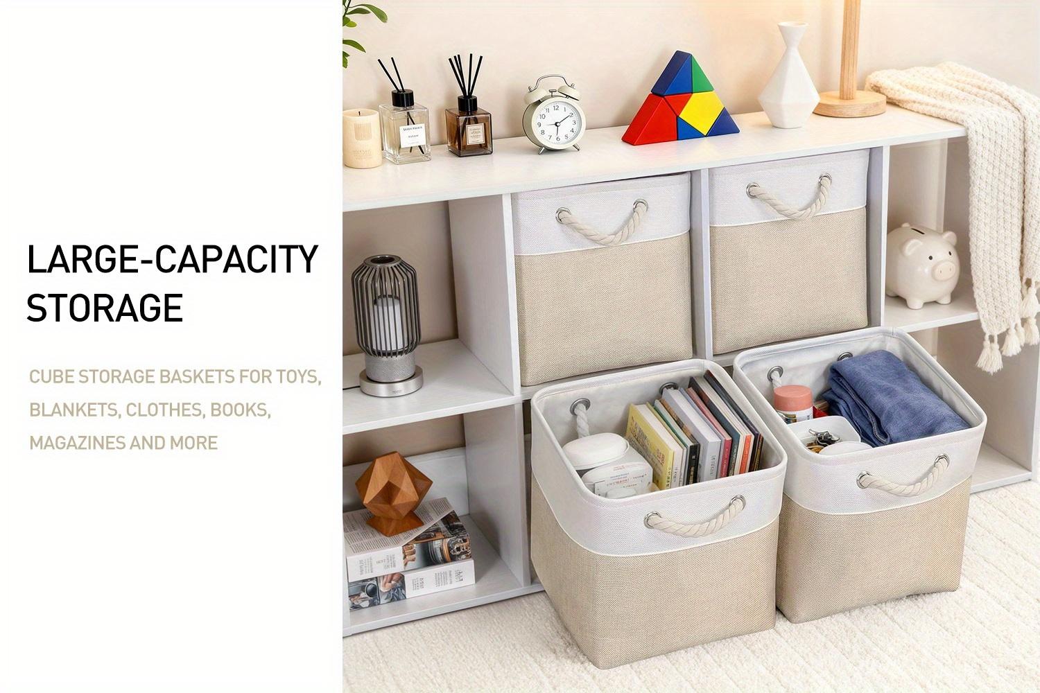 LOVEWE 6Packs Heavy-Duty Foldable Fabric Storage Boxes |   11x11x11 Cube Organizers with Reinforced Handles |   Sturdy Stackable Containers Suitable for Home, Office, Pantry,, or Organization - Space-Saving Design