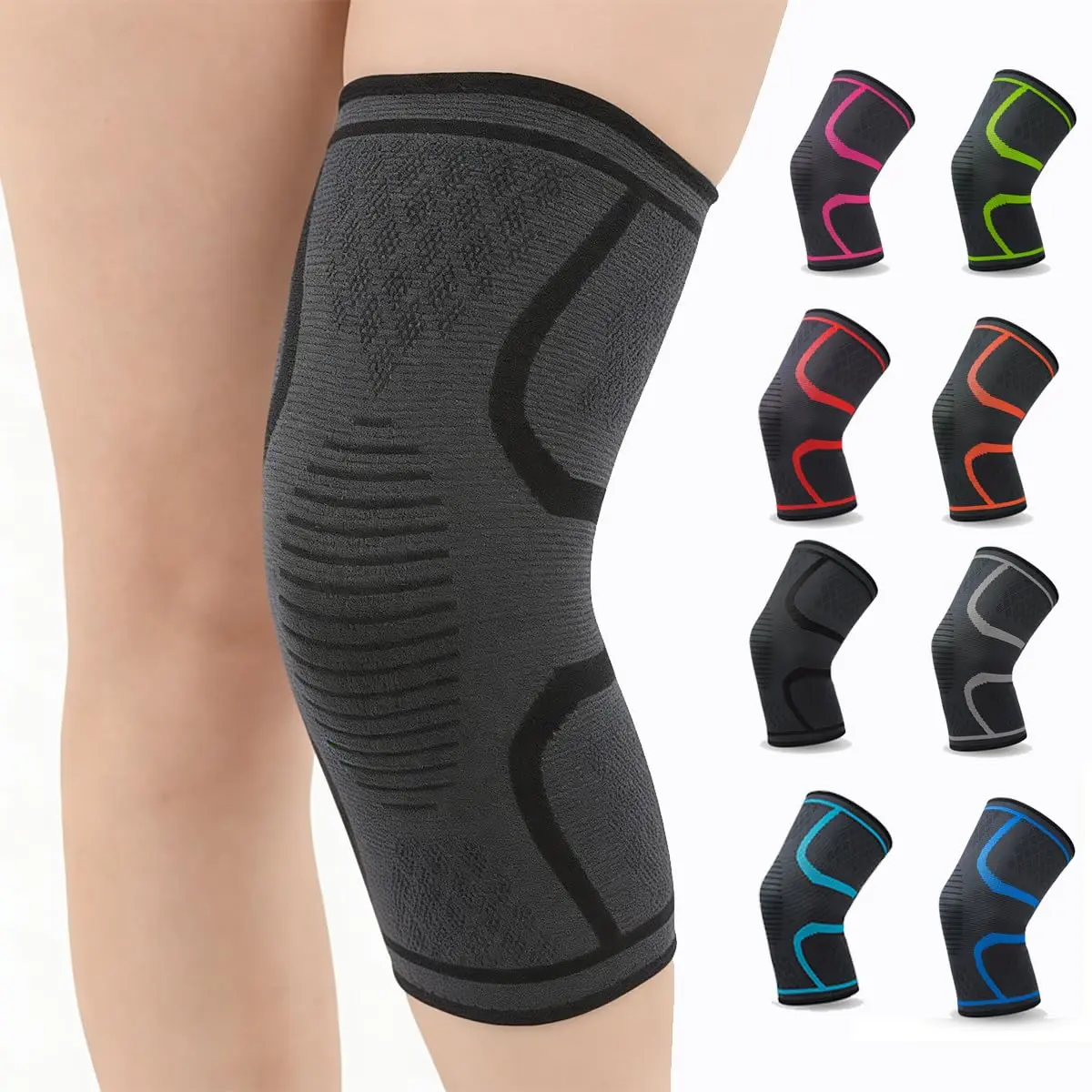 2-Pack Compression Knee Brace Women & Men - Knee Support Sleeve Running, Weightlifting, Meniscus Tear, Arthritis Pain Relief, Breathable Anti-Slip Sports Knee Sleeves (Black)