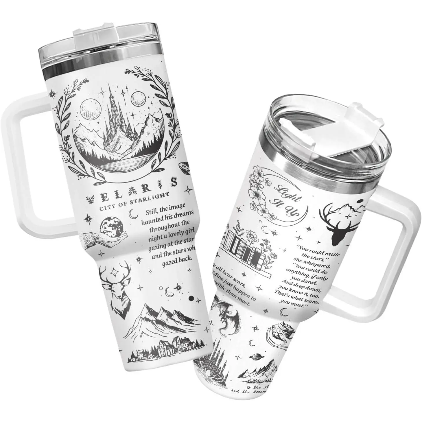 Velaris City of Starlight 40oz Handle Tumbler, ACOTAR Bookish Travel Cup, Fantasy Reader Drinking Mug