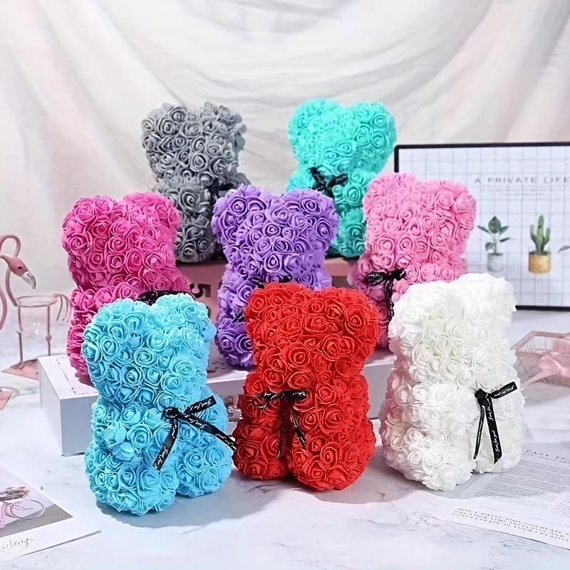 Artificial Rose Bear for Room Decor, 1 Count Colorful Cute Bear Artificial Plants, Flower Bear, Anniversary Gift, Decorative Ornaments, Gifts Ideas, Valentine's Day Gift Idea
