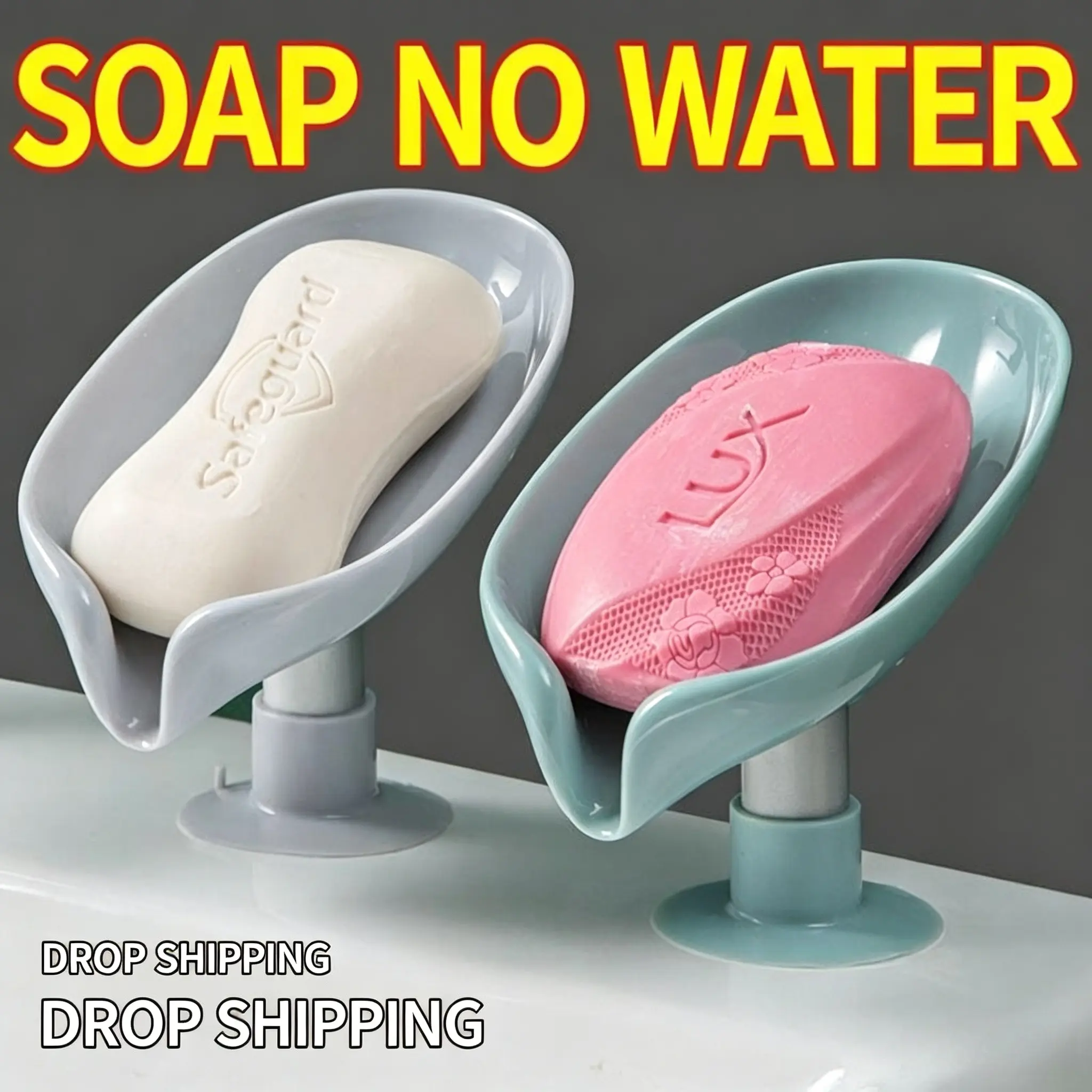Creative Lotus Shape Soap Holder, Suction Cup No-Drill Soap Box, Trendy Bathroom Soap Rack, Water Drainage Soap Dish, Instagrammable Design