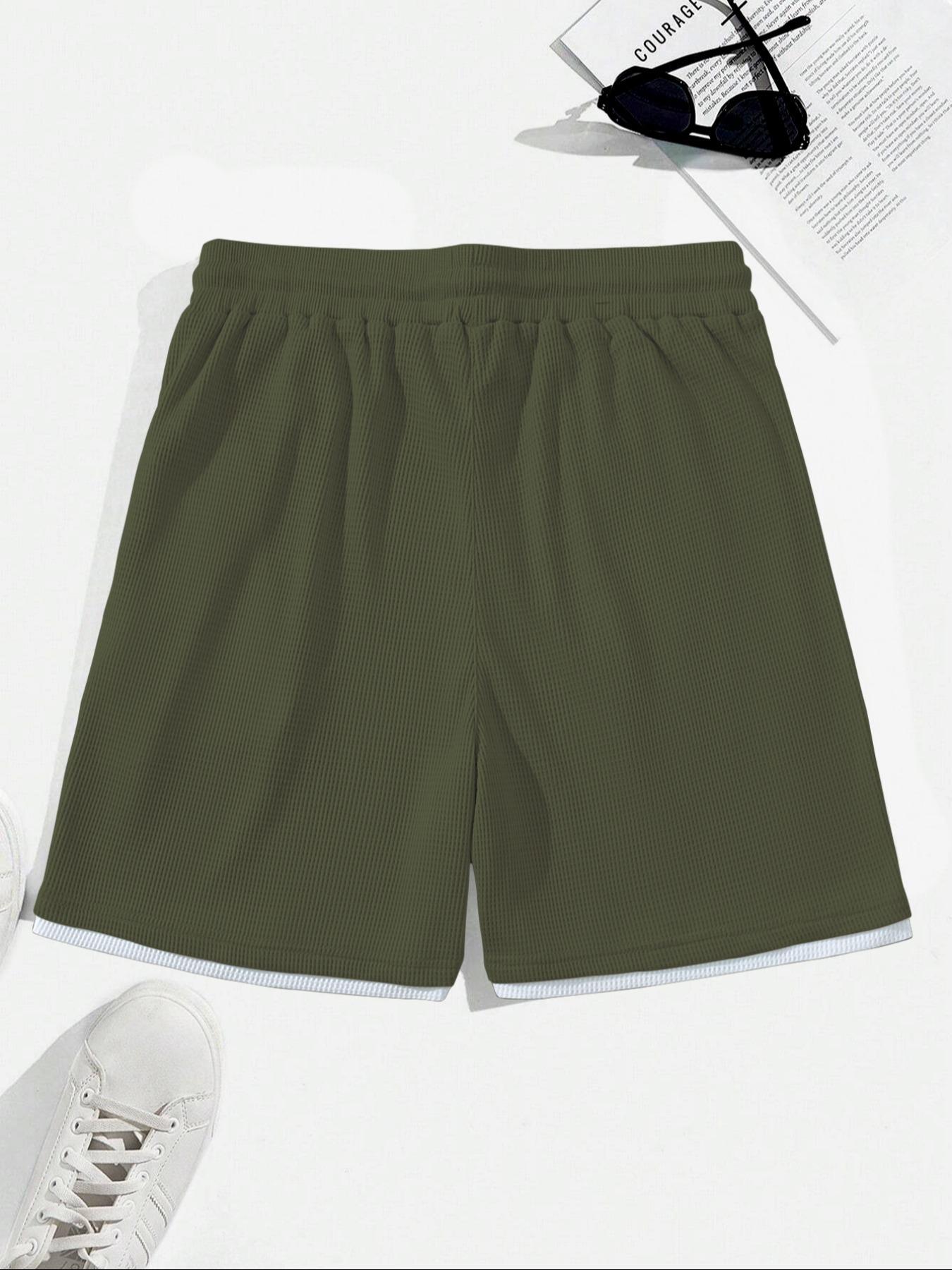 Men's Letter Patch Pocket Shorts, Casual Streetwear Shorts, Regular-Fit Comfy Breathable Summer Shorts, Men's Bottoms for Daily Wear