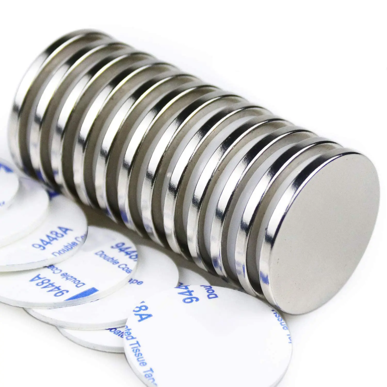 LOVIMAG 12-Pack Heavy Duty Nickel Neodymium Rare Earth Magnets (1.26"x0.12") with Adhesive Backing for Refrigerator, Arts and Crafts, Office Use