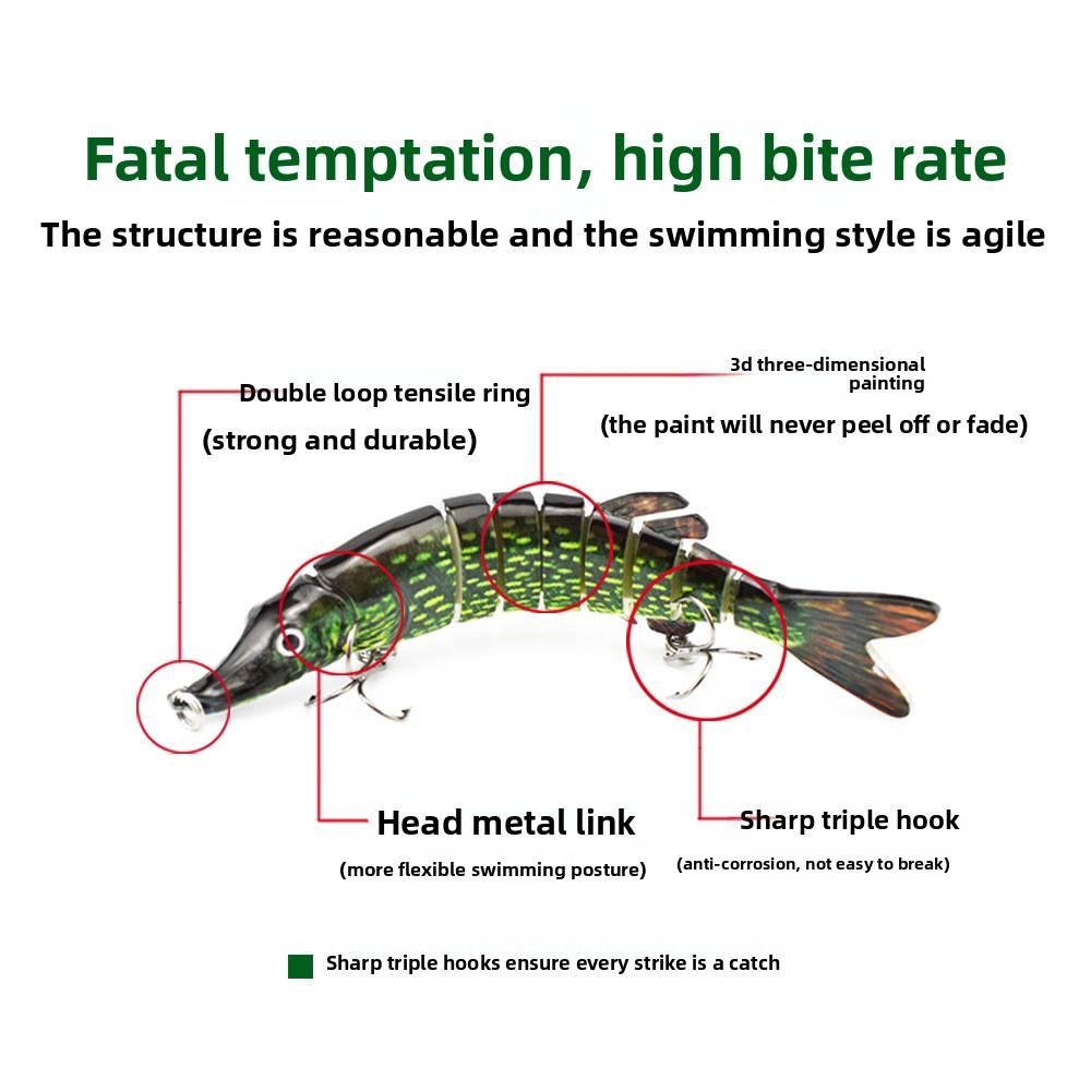 9 Segments Jointed Fishing Lure 130mm 17g Hard Bait Sinking Swimbait Realistic Multi Jointed Lure for Pike Bass Musky Freshwater Fishing Lures