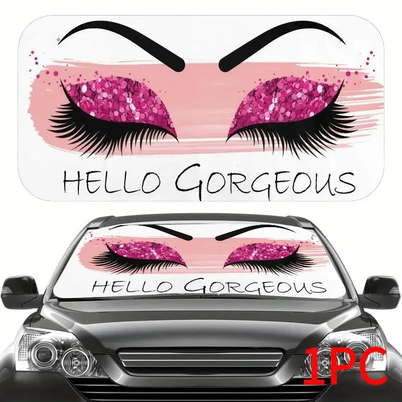 Foldable Car Sunshade, UV Protection Windshield Cover, Fun Husky Print, Summer Driving Shade, Universal for Cars Suv Trucks