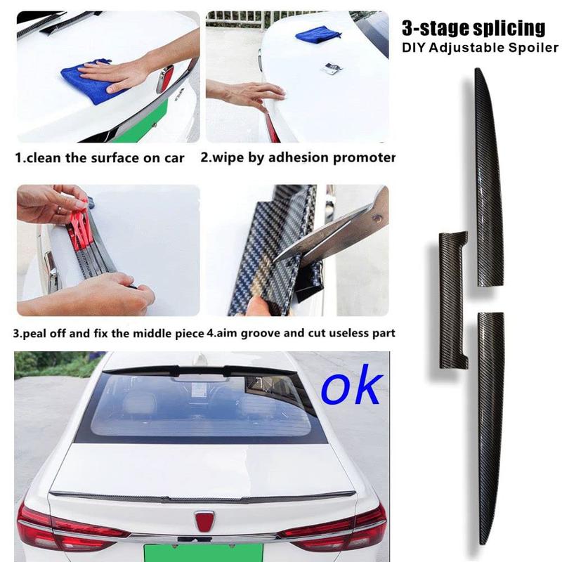 Car Modified Three-section Tail Wing, Adjustable Length Universal Car Rear Spoiler, Car Exterior Accessories