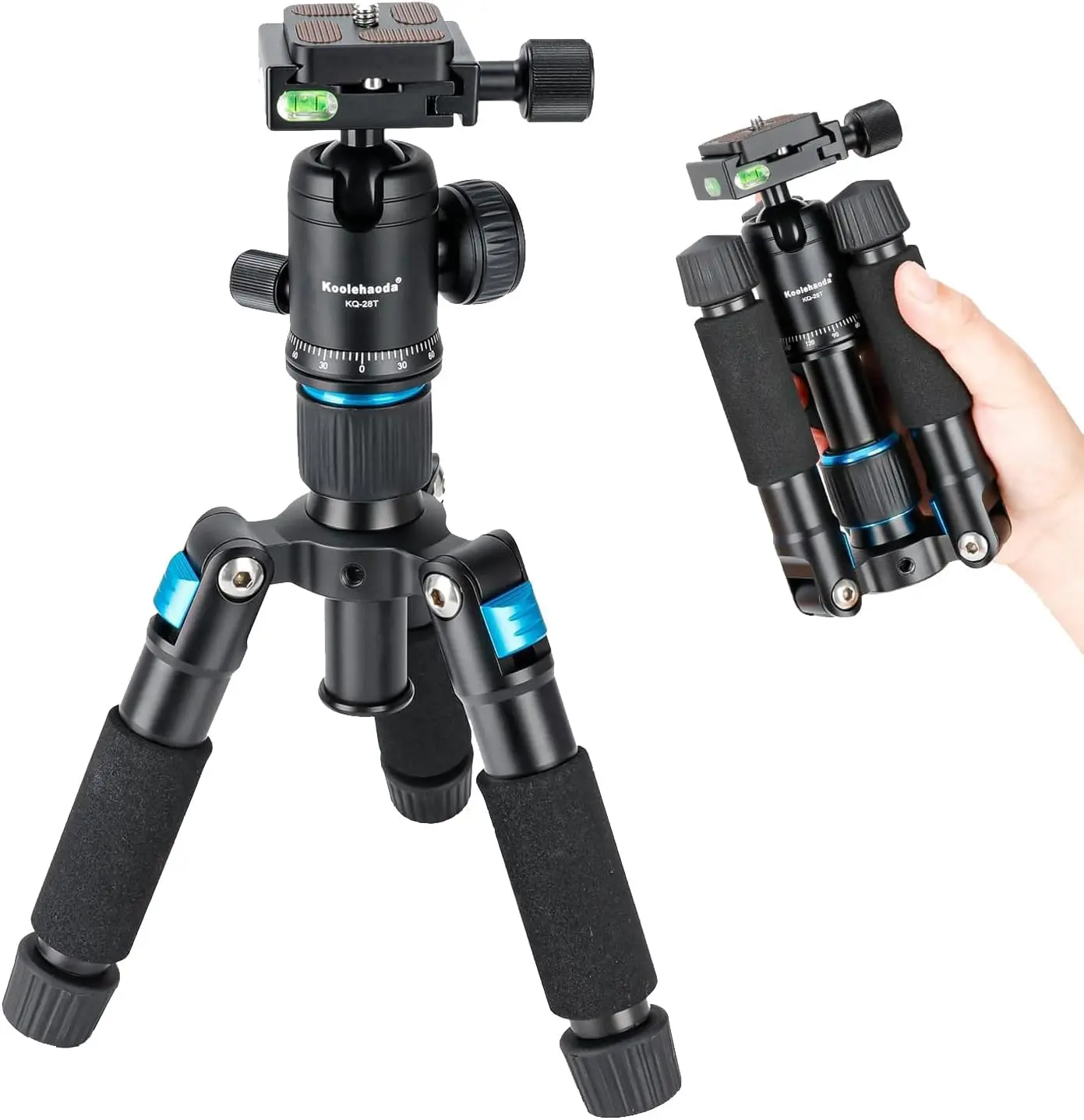 20" Mini Tabletop Tripod with 360° Ball Head - Aluminum, Blue | Portable Desktop Tripod Stand, Load up to 11lbs, for DSLR Camera, Video Camcorder, Phone, Lightweight Travel Photography