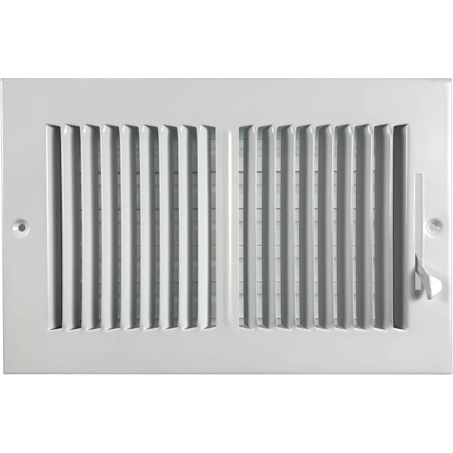 10" x 6" (Duct Opening) Two Way Wall or Ceiling Vent Cover - White - Heavy Duty Steel - Adjustable Airflow Lever - 11.75" x 7.75" Overall  - Screws Included