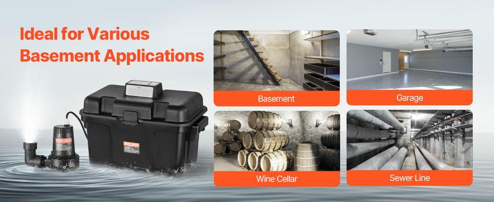 Spring new arrivals Basement Emergency Back-Up Sump Pump Backup Sump Pump System 2000GPH 0.17 HP