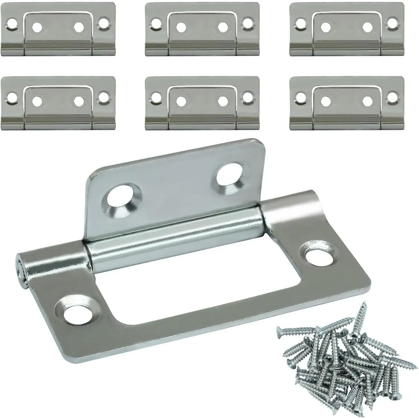 6 count Non-Mortise Door Hinges, 2 x 0.9 Inch Bifold Door Hinges with Screws for Variable Kitchen, Bathroom ()