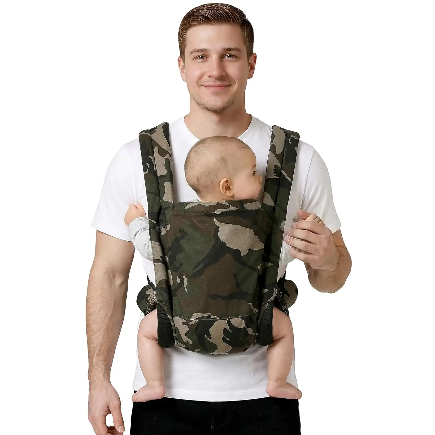 Baby Carrier  Dad (8-30lbs)-Military Stylish Infant Holder Carriers Newborn to Toddler, Men Baby Carrier with Windproof Cap, One Size s All, Camouflage