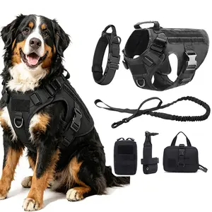 4pcs Tactical Dog Harness Set, Service Dog Vest with Collar, Leash, and Bag, Ideal for Medium to Large Dogs, Walking and Training