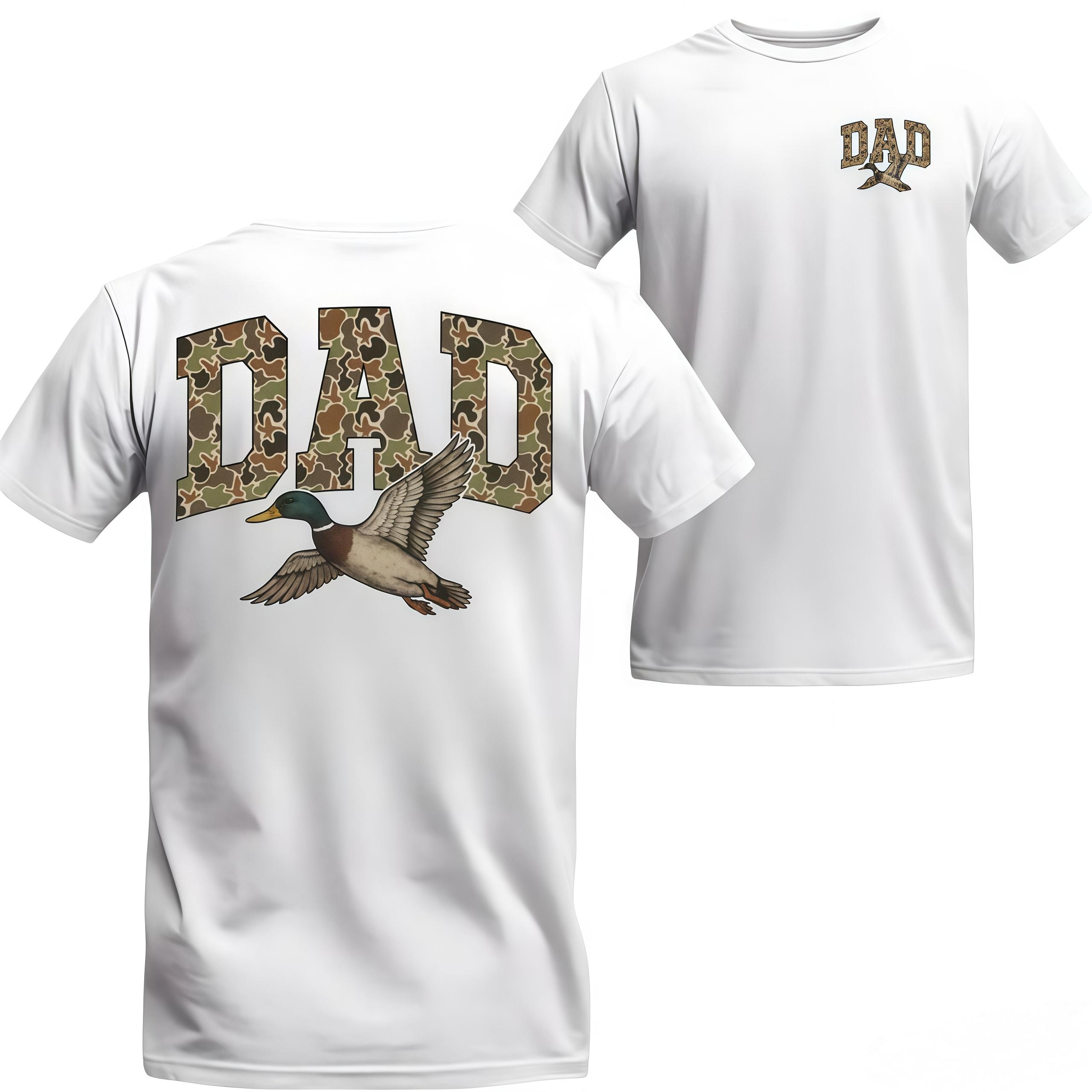 Camo Duck Dad T-Shirt, Old School Camouflage Hunting Tee, Southern Outdoor Style For Believers, Perfect Father’S Day Gift For Dad Or Husband, Vintage Graphic Shirt, Unisex Casual Outdoor Tee Womenswear