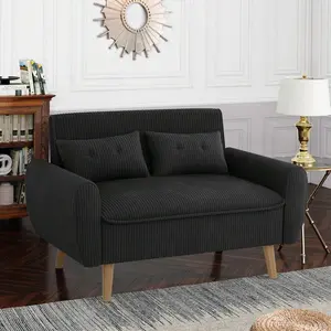 Modern Fabric Sofa,2 Seater Sofa Couch With Lumbar Pillows, Solid Wood Legs For Living Room, Small Space, Dorm, Office, Bedroom