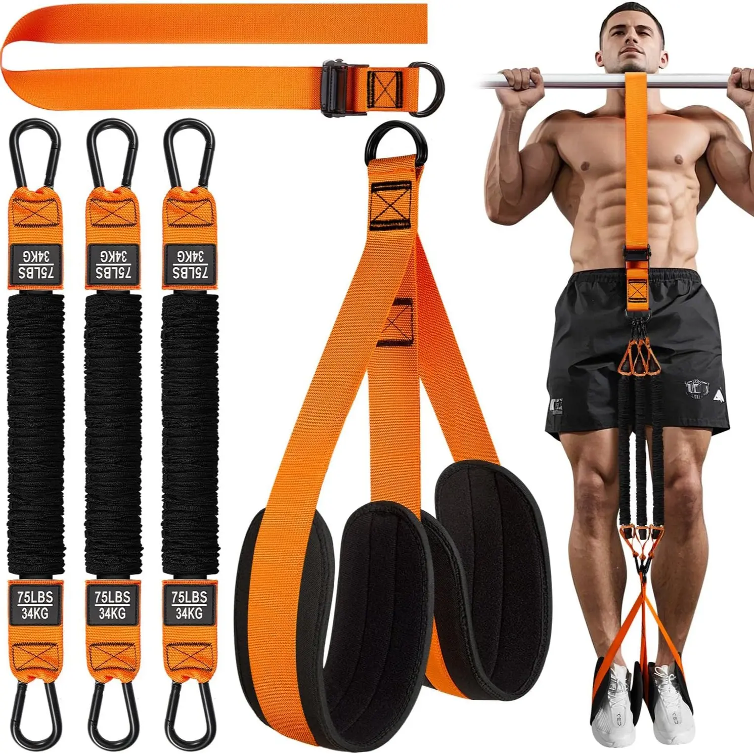 Pull-Up Assist Harness Set, Elastic Resistance Training Gear, Core Workout Equipment, Gym Outdoor Fitness, Full Body Sculpting, Unisex