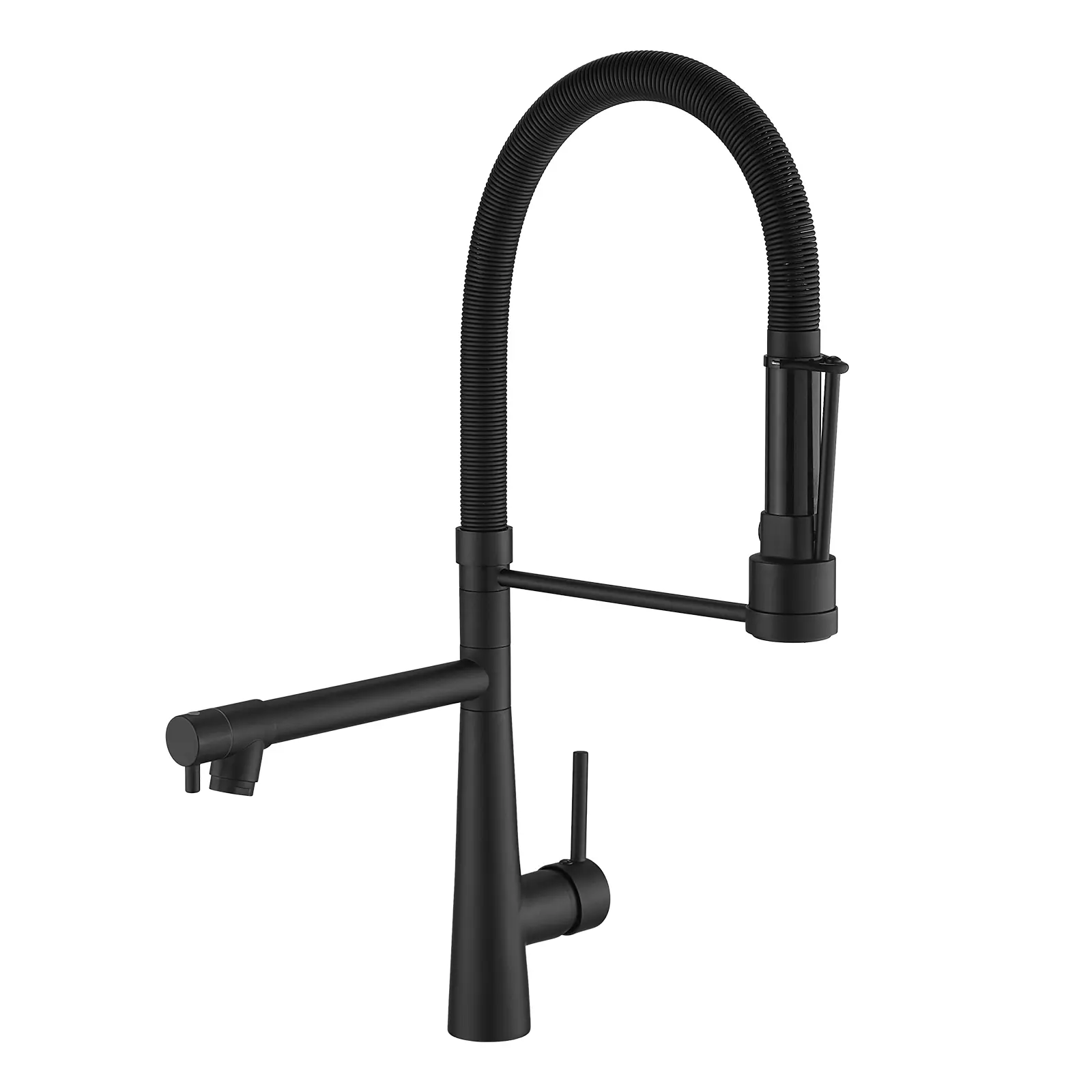 Nokaa Black Pull Down Kitchen Faucet Dual Outlet 360° Swivel High Brass Sink Tap with Two Water Modes, Contemporary Single Handle Sprayer, Ceramic Cartridge, for Kitchen Sink