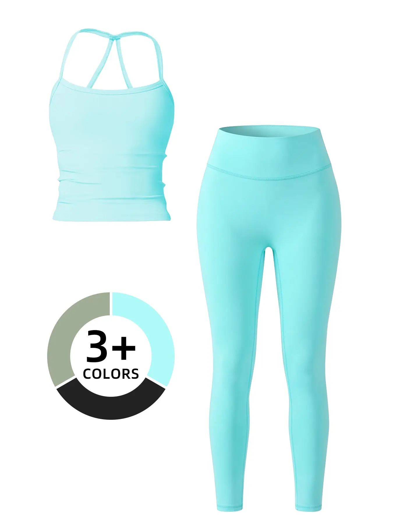 Women's Solid Color Sports Fitness Tank Top and Long Pants Set, Summer Comfortable Yoga, Casual Athletic Wear, Activewear Fitness Outfit, Fitted Yoga Set, Fitness Outfits