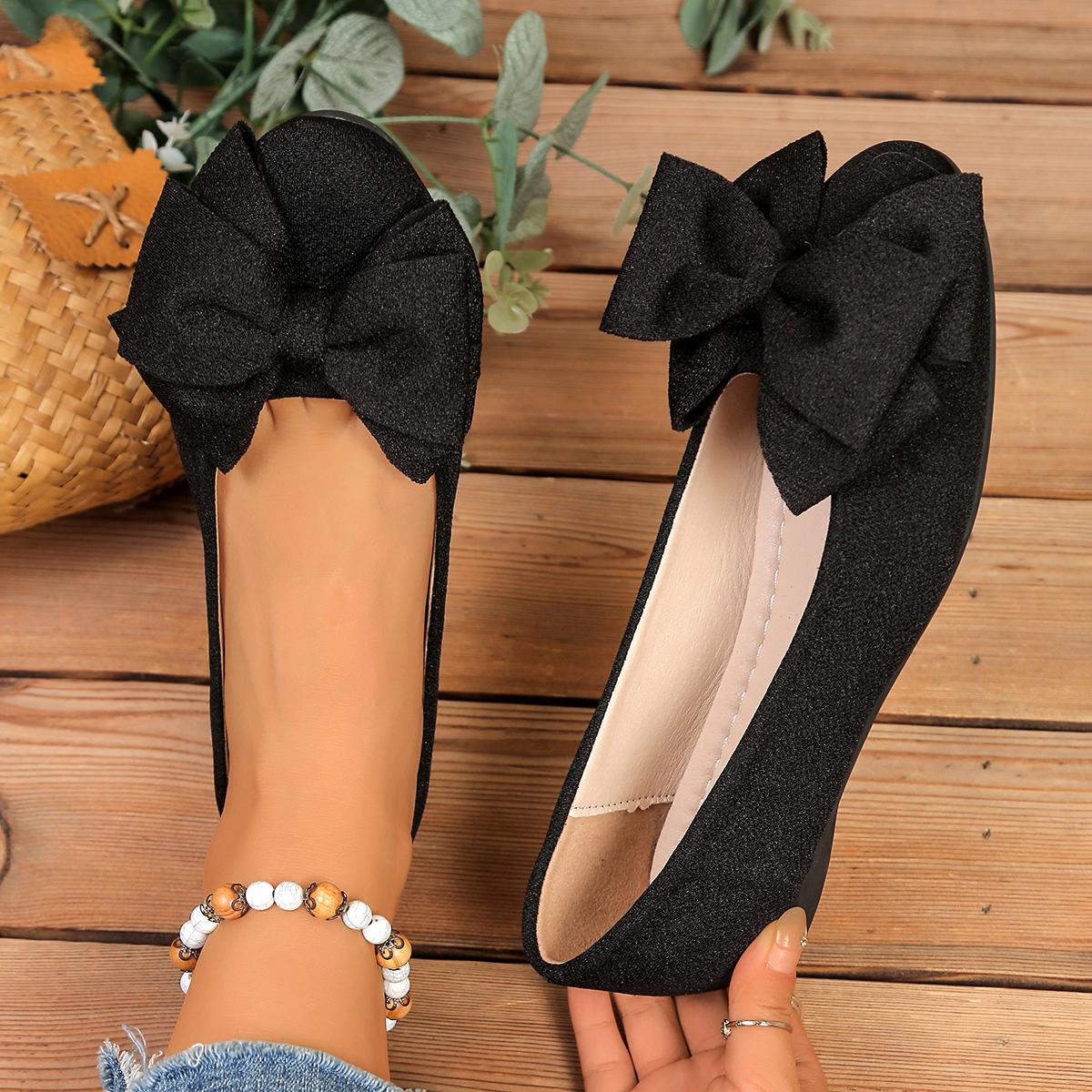 Trendy Women's Bow Accent Slip On Flats Spring Fall Season Comfortable Casual Shoes for Everyday Wear Brunch Shopping Errands Stylish Look