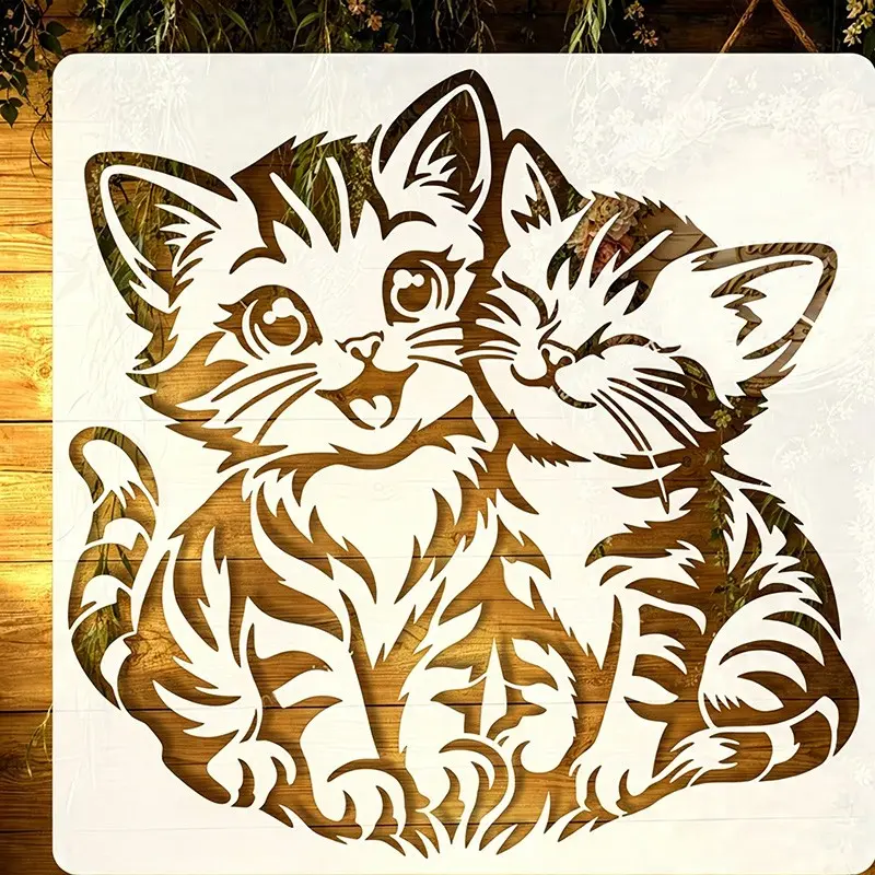 Cute Tiger Stripe Cat Couple Template, Perfect for Scrapbooking, Card Making, Wall Decor, Furniture Accent, DIY Pet Theme Crafts