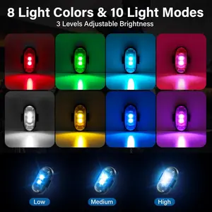 Strobe Lights with Remote Control, 8-Color and 10-Model Charging Waterproof Emergency Warning Lights Wireless Lights for Cars Motorcycle BikeH5ClosetCrush