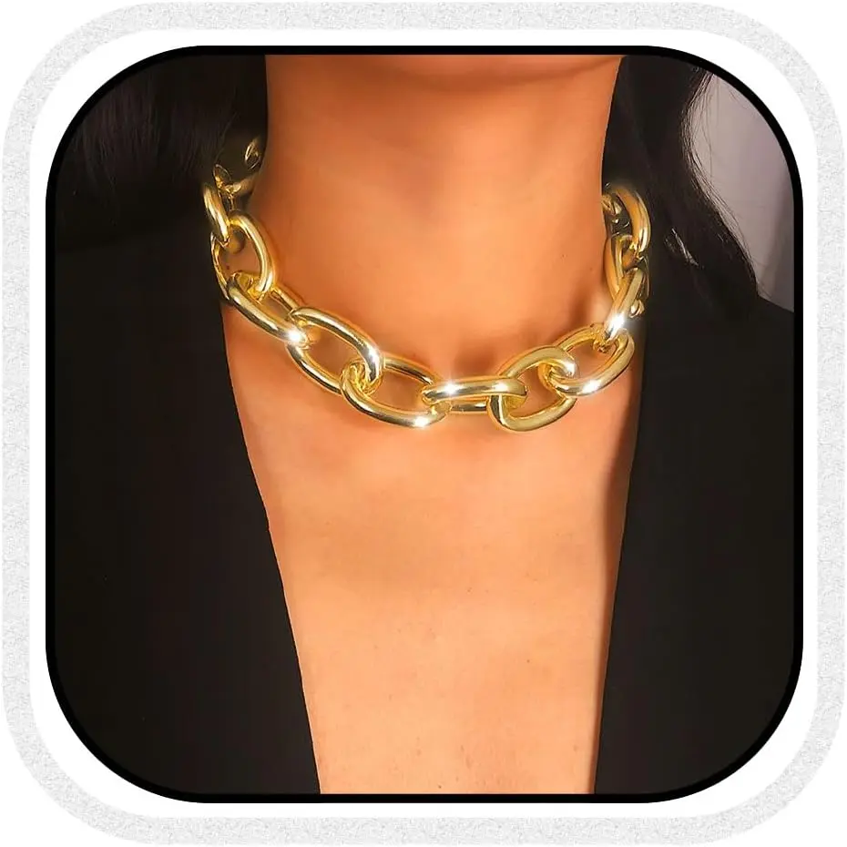 Boho Choker Necklace  Cuban Link Necklaces Chain Fashion  for Women and Girls