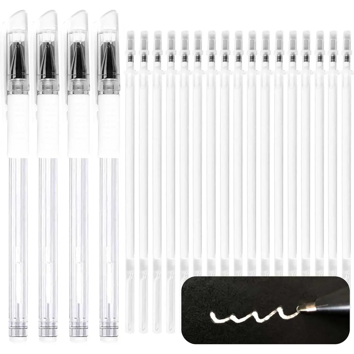 Heat Erasable Pens for Fabric with 30 Refills White Fabric Markers, White heat erase pens for fabric Marking Pens for Sewing Quilting DIY Crafts and Embroidery