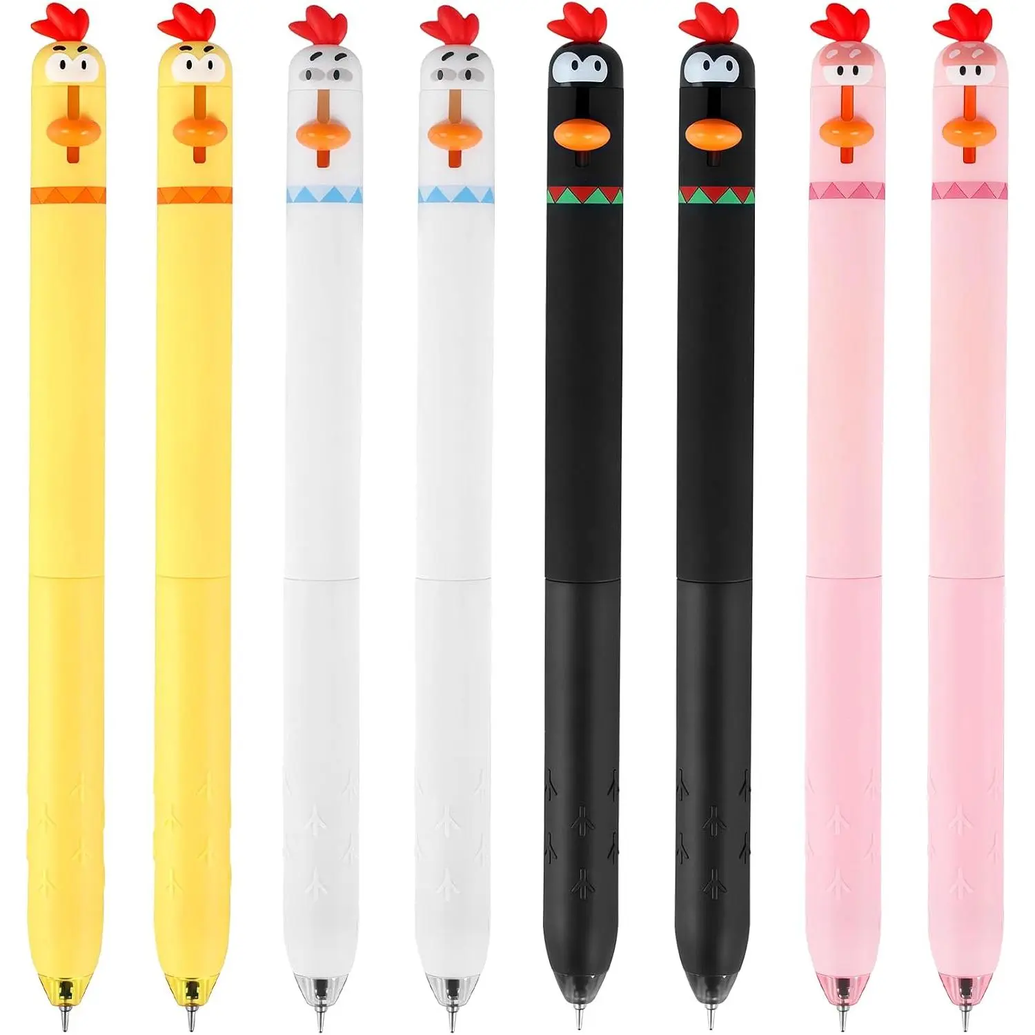 8 count Funny Chicken Gel Pens Kawaii Novelty Retractable Cartoon Pens 0.5mm Black Ink Cute  Writing Pens for Women School Office Supplies