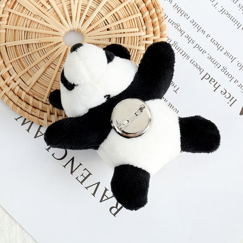 Cartoon Internet celebrity three-dimensional panda brooch, plush red panda doll ins lying down panda jewelry schoolbag pendant