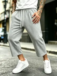 Men's Casual Capri Shorts, Elastic Waist, Relaxed Fit, Mid Length Bermuda Shorts, Comfortable Summer Wear, Ideal for Daily Use