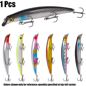 Sinking Minnow Fishing Lure with Rattle Beads, Long Casting, Smooth Swim, Sharp Hooks, Durable for Bass, Pike, Trout, Fresh & Saltwater