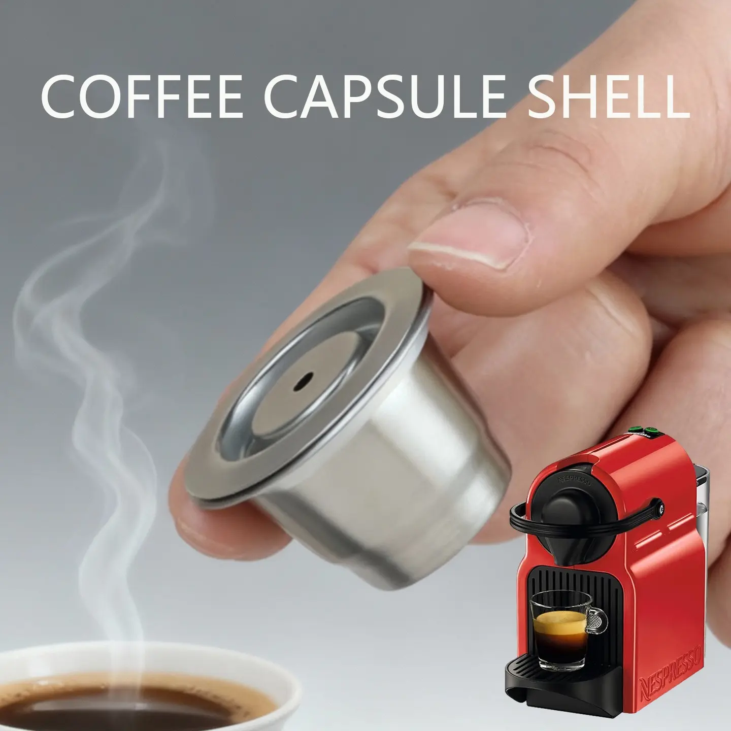 Reusable Stainless Steel Coffee Capsule Filter Shell with Aluminum Foil Seal, Coffee Filters Compatible with Home Coffee Machines, Recyclable Coffee Capsules