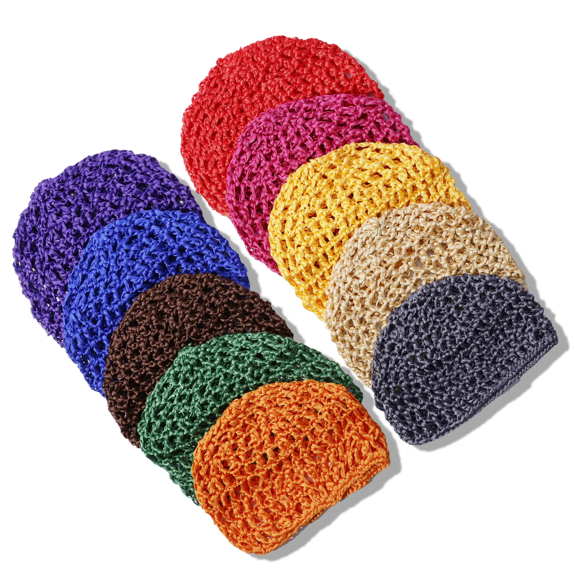 Effortless Thick Woven Crochet Mesh Snood Hair Net Slip Resistant Breathable Soft Hair Cover Elastic Rayon Bun Cover Daily Sleeping Night Wear