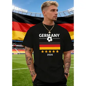 2026 Germany Team T-Shirt,  Football Print, Fan Commemorative Sports Top, PLUS SIZE